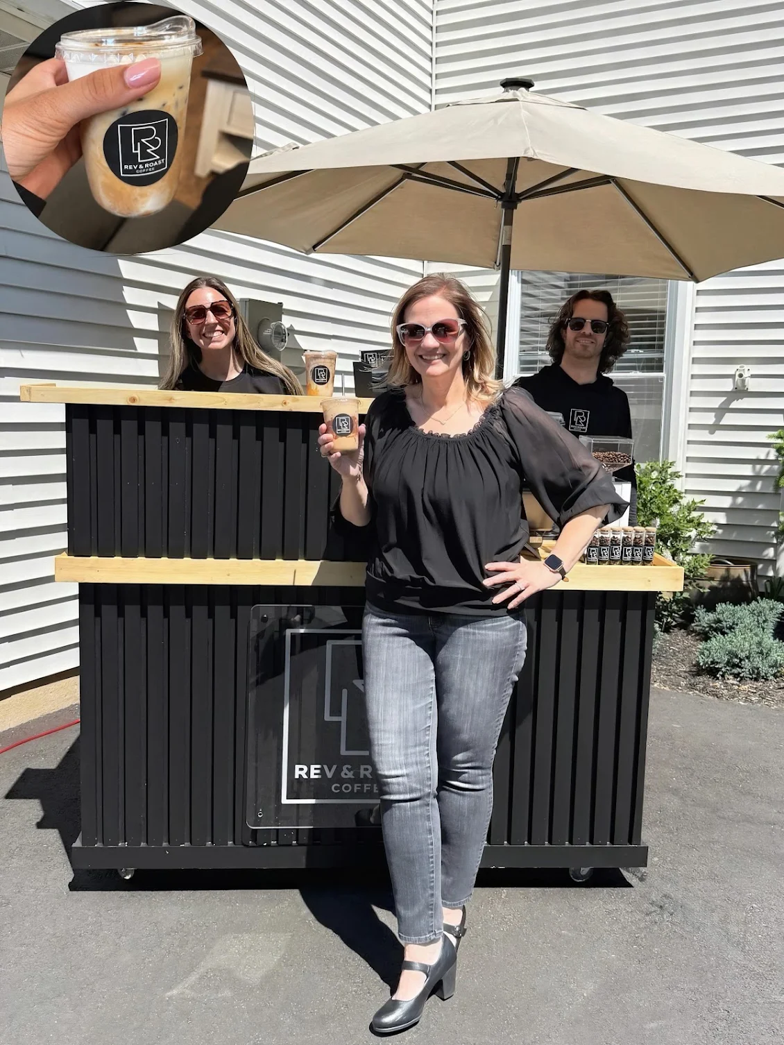 Rev & Roast coffee cart with team